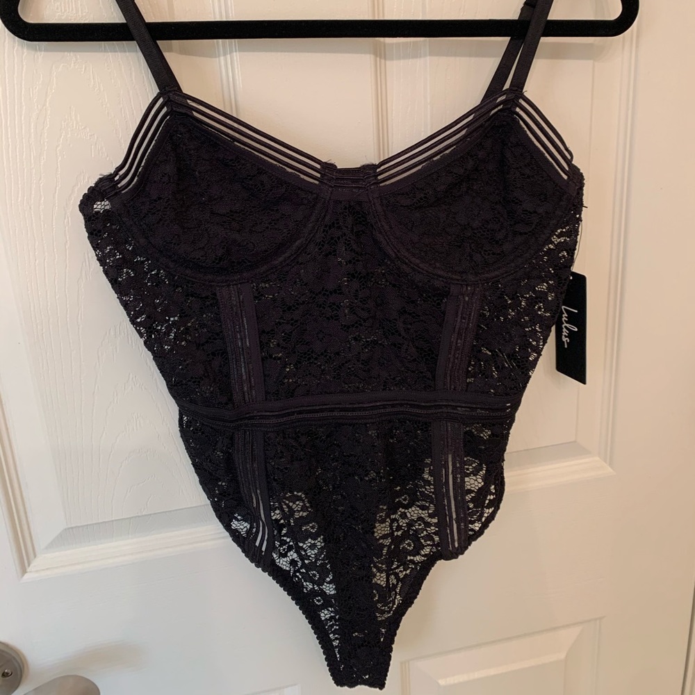 Lulu’s Black Lace Bodysuit